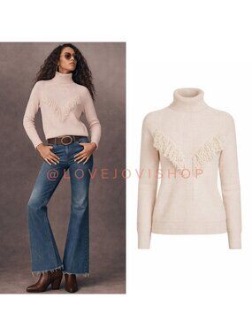 Luxe Cowgirl | Haute Hippie Fine Knit Sweater Fringe Detail | Blush Merino Wool